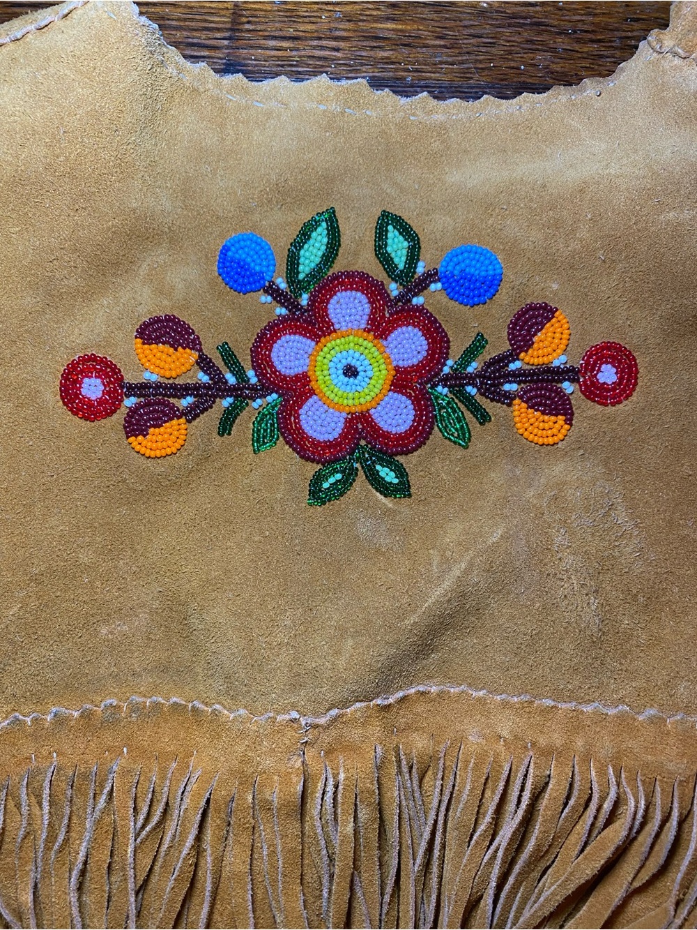 TRUE VINTAGE 1950/1960s STUNNING Artisan Hand Beaded Fringe Buckskin Jacket - Picture 10 of 17
